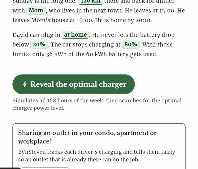 The calculator simulating all 168 hours of the week, then searching for the smallest charger that works